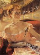 Mary Cassatt Woman with a Pearl Necklace in a Loge for an impressionist exhibition in 1879 oil painting artist